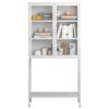 Heavy Duty Metal Storage Cabinet, Display Storage Cabinet With Glass Doors And 2 Adjustable Shelves, Tall Bookcase Modern Bookshelf Cabinet For Home Office, Living Room, Pantry - White - Image 9