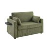 Twin Size Sofa Bed Sleeper Sofa Loveseat With Foldable Mattress, Side Table, USB Ports - Green - Image 5