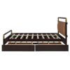 Queen Size Storage Platform Bed, With 2 Big Drawers, Twin Long Size Trundle - Walnut - Image 10