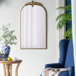 Arched Wall Mirror With Metal Frame, Wall Mirror For Living Room Bedroom Hallway - Gold