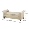 Glistening - Upholstered Storage Bench With Rolled Arms And Wood Legs - Beige - Image 3