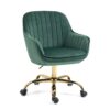 Swivel Chair With High Back, Adjustable Working Chair With Golden Base - Green - Image 4