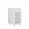 4 Tier Kitchen Island Cart With Spice Rack & Locking Casters, Simple Design Mobile Kitchen Storage Islands For Kitchen Living Room Bedroom - White - Image 8