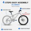 A2660 Mountain Bike 26" Wheels, 21 Speed Full Suspension Mens Womens Trail Commuter City Mountain Bike, Carbon Steel Frame Disc Brakes Thumb Shifter Front Fork Rear Shock Absorber Bicycles - Black - Image 8