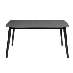 Mid Century Dining Table With Rubberwood Legs And Faux Wood Tabletop - Black
