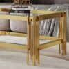 Top And Bottom Double Layer Tempered Glass Coffee Table And Mirror Finished Stainless Steel Frame - Gold - Image 6