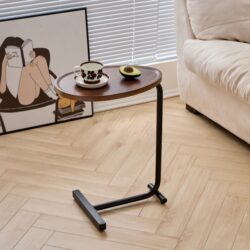 C-Shaped Side Table, Small Sofa Table For Living Room - Brown