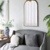 Arched Wall Mirror With Metal Frame, Wall Mirror For Living Room Bedroom Hallway - Gold - Image 3