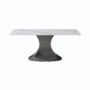 70.84" Modern Artificial Stone Panel Stainless Steel Curved Legs, Can Accommodate 6-8 People - White / Gray - Image 3