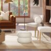 Nest - Low Round Upholstered Ottoman - Almond White - Image 6
