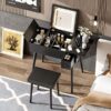 Makeup Vanity Desk With Flip Top Mirror And LED Light, Dressing Table With Charging Station, 2 Drawers And Fold Up Panel, Vanity Set With Cushioned Stool For Bedroom - Black - Image 3
