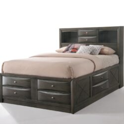 Ireland - Eastern King Bed With Storage - Gray Oak