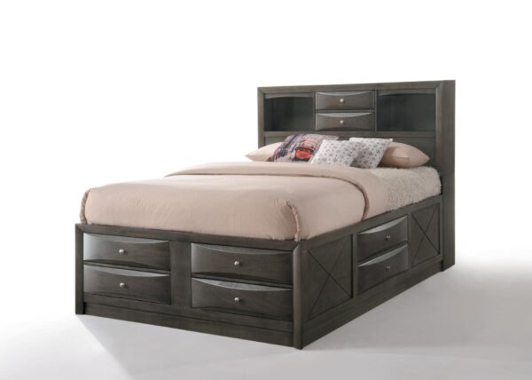Ireland - Eastern King Bed With Storage - Gray Oak