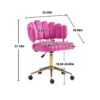 Velvet Home Office Desk Chair, Modern Cute Computer Chair, Wheels Swivel Height Adjustable Task Chair - Rose Red - Image 2