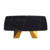 70.87" Modern Artificial Stone Curved Metal Leg Dining Table, Can Accommodate 6-8 People - Black / Gold - Image 4