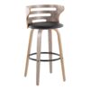 Cosini - Mid-Century Modern Fixed Height Barstool & Swivel And Round Footrest (Set of 2) - Light Gray / Black - Image 2