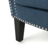 Elegant Fabric Club Chair With Nailhead Trim And Birch Wood Legs - Navy Blue - Image 9