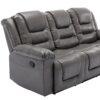 3 Seater Home Theater Recliner Manual Recliner Chair With Two Built-In Cup Holders For Living Room - Gray - Image 17