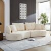 4 Seat Modular Sofa With Removable Pillows, Durable Fabric And Solid Wood Frame - White - Image 4