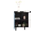 Modern Sideboard Buffet Cabinet With Red Doors And Unique Panel Styling - Black - Image 18