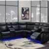 Jupiter - Leather Sectional - Black - Image 8