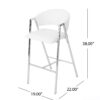Modern Bar Stools With Low Back And Arms And Durable Metal Frame (Set of 2) - Ivory - Image 3