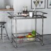 2 Tier Bar Cart, Utility Cart, Rolling Serving Cart, Kitchen Cart With Storage Shelves - Black - Image 4