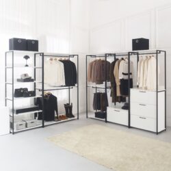 Fiona - Contemporary Wood And Metal Walk In Closet With 1 Drawer - White