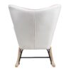 Accent Rocking Chair, Mid-Century Fabric Rocker Chair With Wood Legs And Patchwork Linen For Livingroom Bedroom - Pink - Image 7