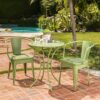 Ambrosia - 3 Piece Bistro Set With Leaf Motifs Top And Seat - Green - Image 2