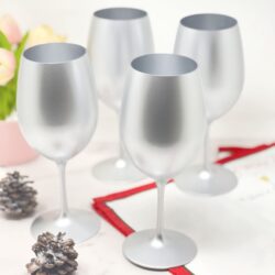 Leadingware Plastic Wine Glasses (Set of 4), Unbreakable Bpa Free Acrylic, 20Oz - Silver