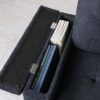 Ashlyn II - Woven Fabric Reversible Sleeper Sectional Sofa With Storage Chaise, Storage Arm, Cup Holder, Charging Ports, Side Pockets, and Pocket Coil Seating - Dark Gray - Image 7