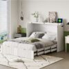 Full Size Murphy Bed With Drawer And A Set Of Sockets & USB Ports, Pulley Structure Design - White - Image 23