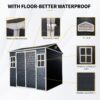 Resin Outdoor Storage Shed With Two-Window And Floor - Black - Image 3