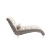 Velvet Chaise Lounge Indoor, Button Tufted Upholstered Chair With Pillow - Beige - Image 12