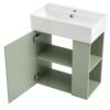 Modern Floating Bathroom Vanity With Ceramic Basin, Perfect For Small Bathrooms, Right Side Storage - Green - Image 11