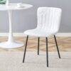 Luxury Minimalist Dining Chairs (Set of 4) With Black Metal Legs - White - Image 3