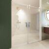 Frameless Shower Door, Sliding Shower Door, Premium 5 / 16" (8 Mm) Thick Tempered Glass Shower Enclosure With Towel Bar, Double Side Easy Clean Coat, Finished With Buffer - Brushed Nickel - Image 16