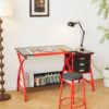 Drafting Table With Stool - Red - Image 11