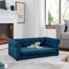 Elegant Rectangle Pet Bed Durable Elevated Dog Sofa Bed Comfortable Dog Couch Foam - Blue - Image 4