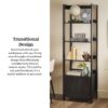 Transitional Narrow Bookshelf With Drawer On Bottom - Black - Image 11