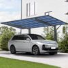 Outdoor Carport, Single Carport Aluminum Metal Frame And Polycarbonate Panels Car Port For Outdoor Driveway Car, Truck - Charcoal - Image 2