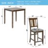 5 Pieces Dining Table Set, Wooden Dining Square Table Set For 4, Counter Height Kitchen Table Set With Square Table And 4 Upholstered Chairs For Small Space - Walnut - Image 3