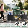 Outdoor Grill Table For Big Egg Style Bbq With Metal Grill Cart And Storage Box And Metal And Stainless Steel - Black / Silver - Image 10