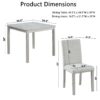 5 Piece Wooden Dining Table Set, Kitchen Table Set With A Square Table And 4 Upholstered Chairs, Wooden Dining Room Table With Crystal Decoration And Chairs Set For Kitchen, Dining Room - Silver Gray - Image 3