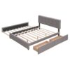 Queen Size Upholstered Platform Bed With 2 Drawers And 1 Twin Long Trundle - Light Gray - Image 6
