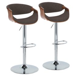 Curvo - Mid-Century Modern Adjustable Barstool With Swivel (Set of 2) - Walnut / Charcoal
