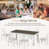 7 Piece Wooden Dining Table Set Mutifunctional Extendable Table With Leaf And 2 Drawers, 6 Dining Chairs With Soft Cushion - Brown / White - Image 5