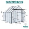 Double Door Polycarbonate Greenhouse Raised Base And Anchor Aluminum Heavy Duty Walk In Greenhouses For Outdoor Backyard In All Season - Black - Image 5