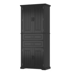 Storage Cabinet With Multi Functional Storage Space, 2 Drawers, Adjustable Shelf - Black